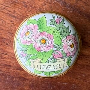 Halycyon Days ‘I Love You’ Enamel Box - 24 kt Gold Fittings with Orinial Box